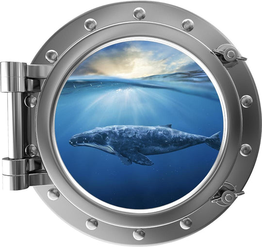 PortScape Humpback Whale 2 | Ocean Porthole Window Wall Decal