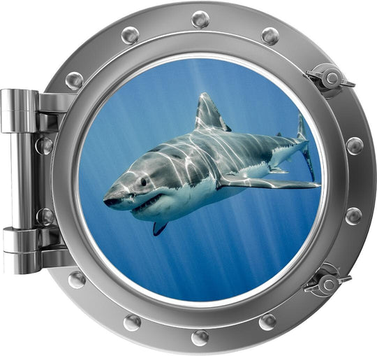 PortScape Shark 4 | Ocean Porthole Window Wall Decal