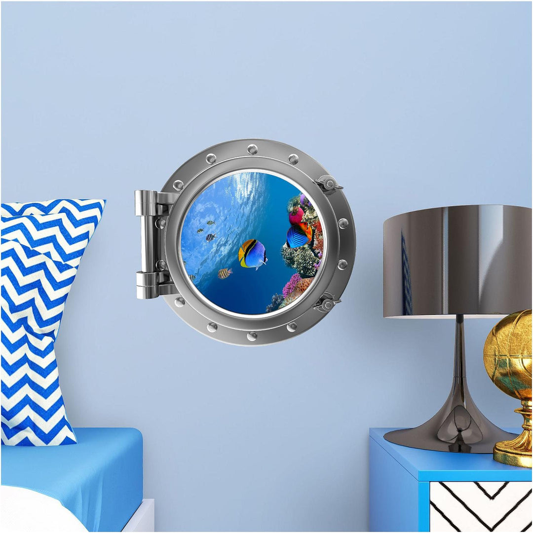 PortScape Tropical Reef Life 2 | Ocean Porthole Window Wall Decal