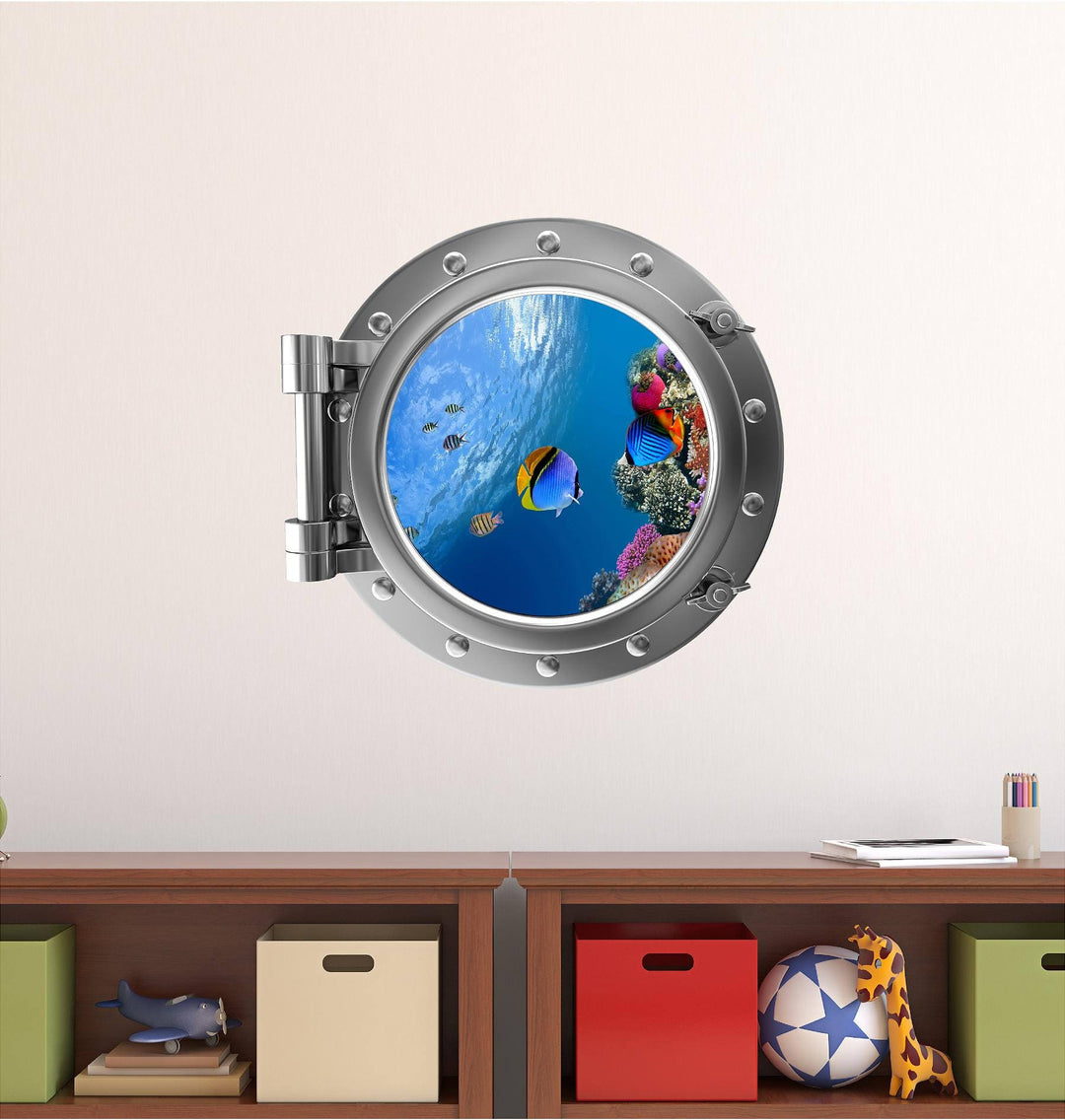 PortScape Tropical Reef Life 2 | Ocean Porthole Window Wall Decal