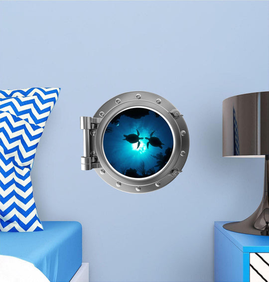 PortScape Sea Turtles 5 | Space Porthole Window Wall Decal