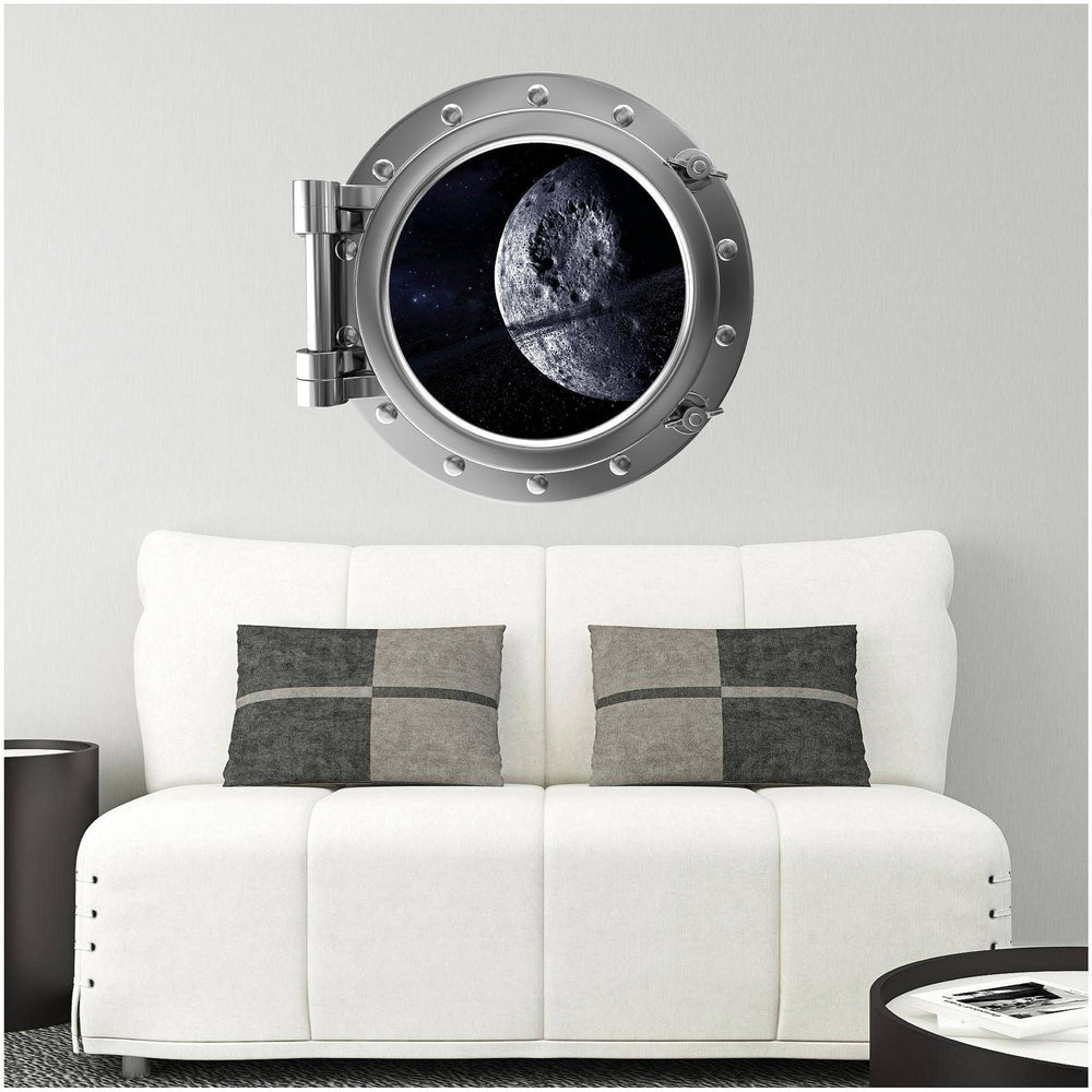 PortScape Pluto & Asteroid Belt | Space Porthole Window Wall Decal