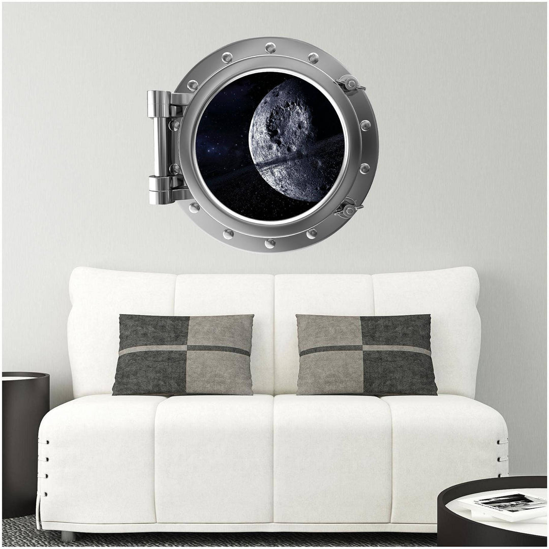 PortScape Pluto & Asteroid Belt | Space Porthole Window Wall Decal
