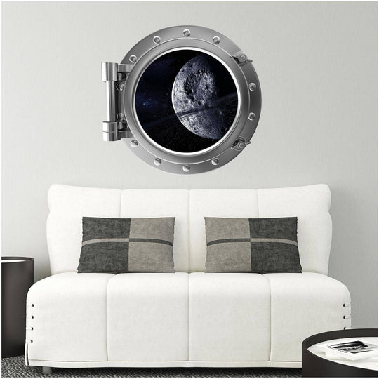 PortScape Pluto & Asteroid Belt | Space Porthole Window Wall Decal