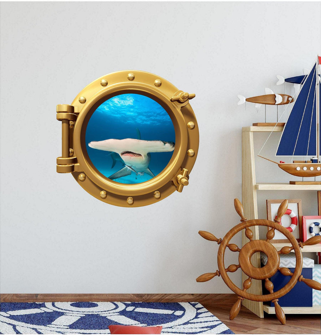 PortScape Hammer Head 2 | Ocean Porthole Window Wall Decal
