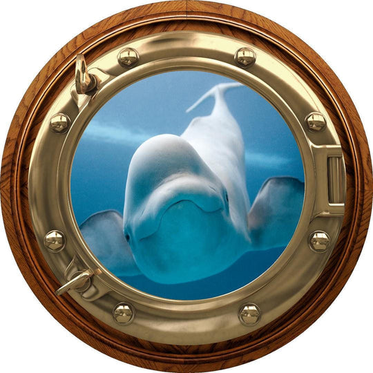 PortScape Beluga Whale | Ocean Porthole Window Wall Decal