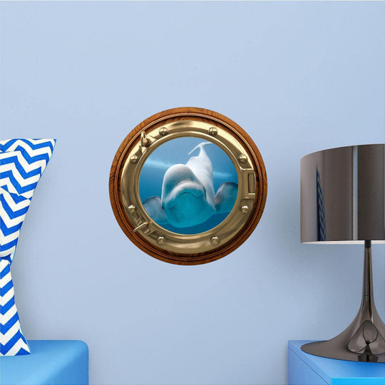 PortScape Beluga Whale | Ocean Porthole Window Wall Decal