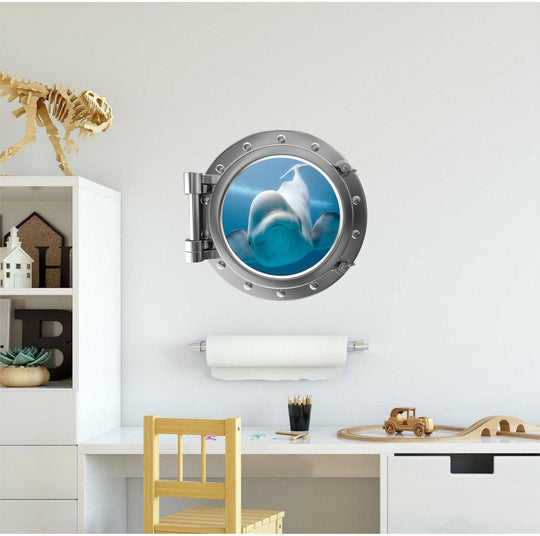 PortScape Beluga Whale | Ocean Porthole Window Wall Decal