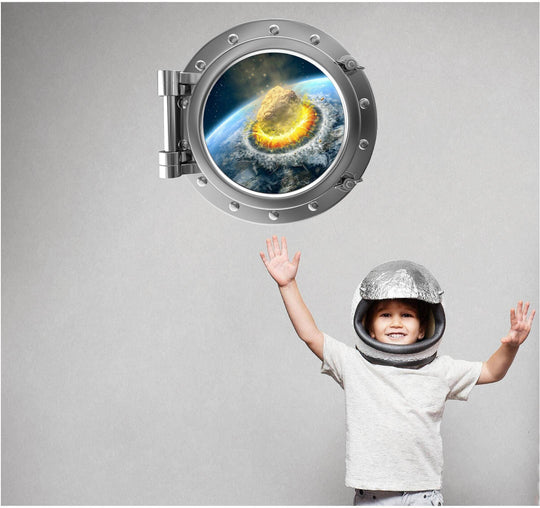 PortScape Asteroid Hits Earth 1 | Space Porthole Window Wall Decal