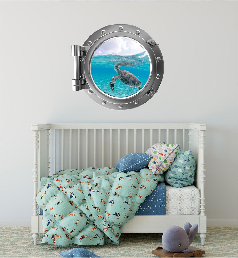 PortScape Baby Turtle 6 | Ocean Porthole Window Wall Decal