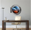 PortScape Spaceship Orbiting Planet 2 | Space Porthole Window Wall Decal