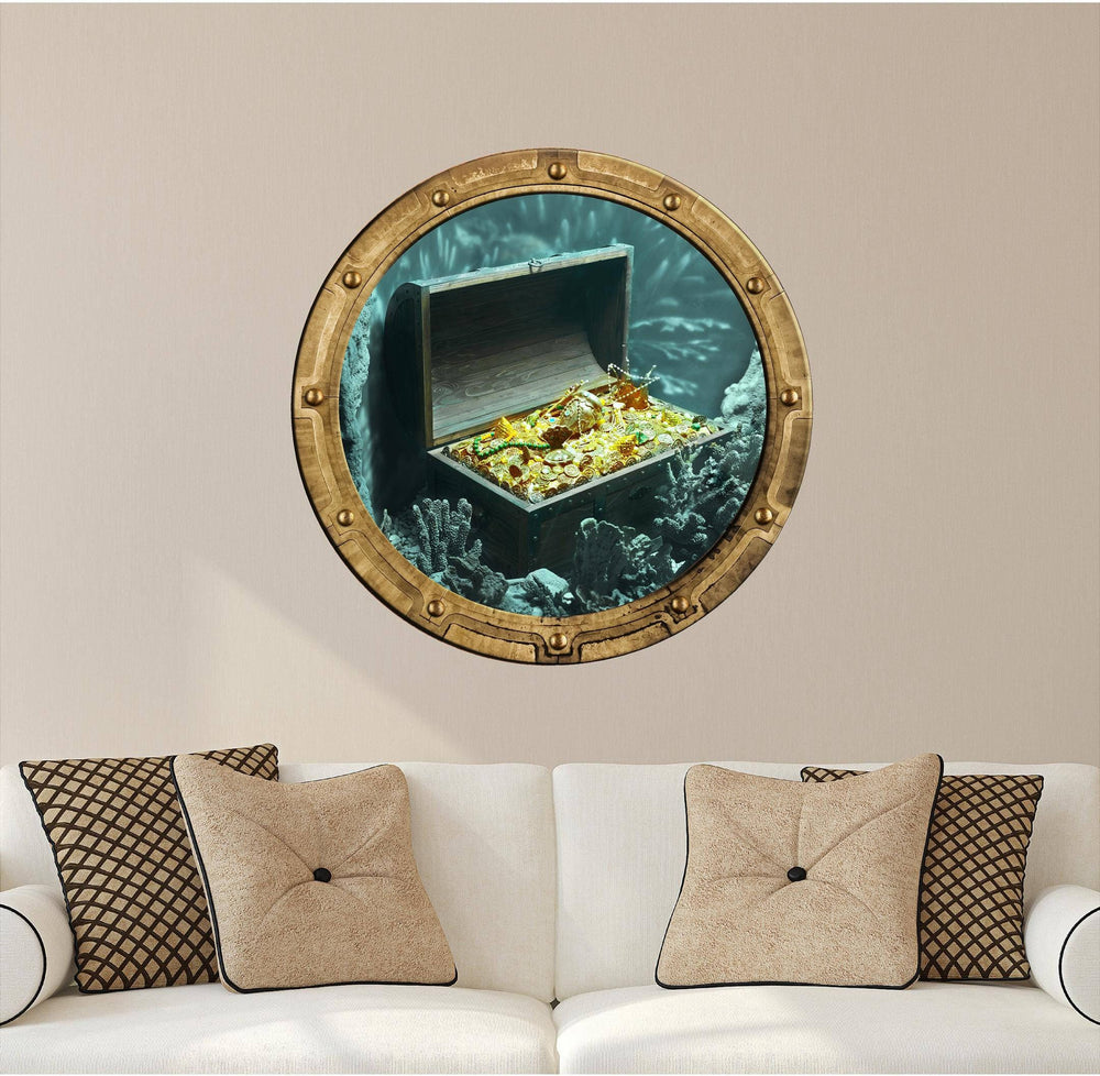 PortScape Sunken Treasure 2 | Ocean Porthole Window Wall Decal
