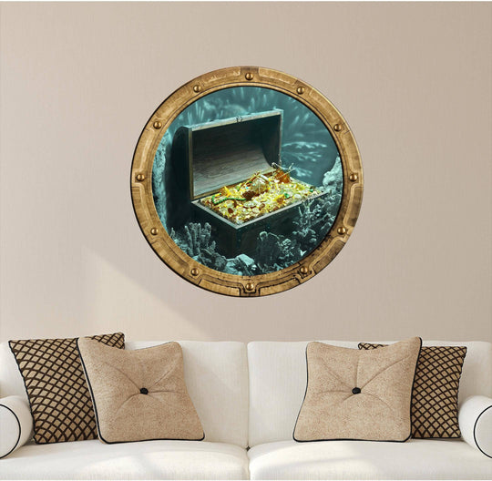 PortScape Sunken Treasure 2 | Ocean Porthole Window Wall Decal