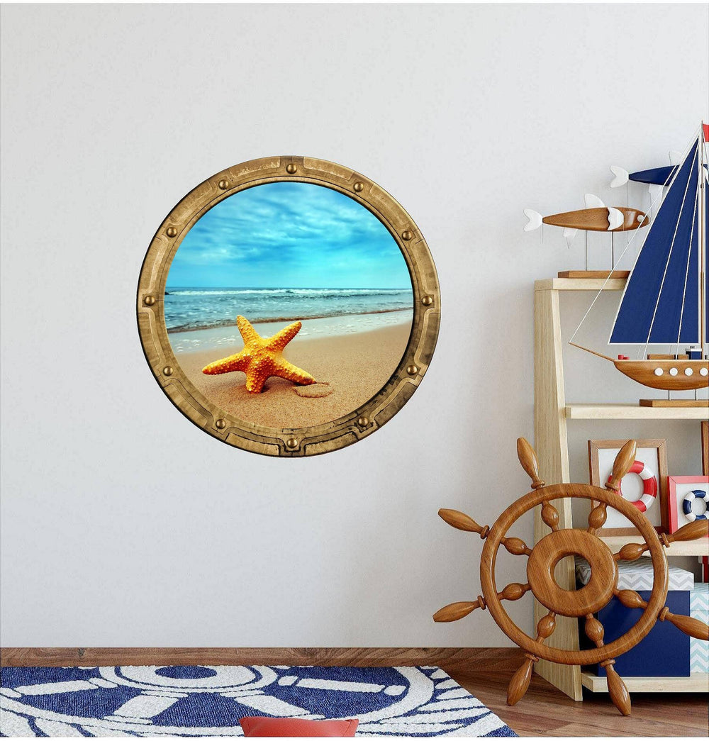 PortScape Starfish | Ocean Porthole Window Wall Decal