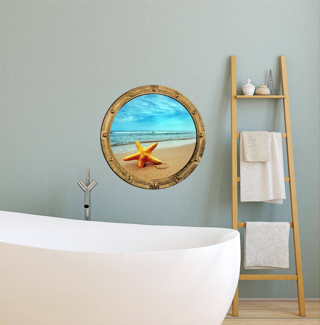 PortScape Starfish | Ocean Porthole Window Wall Decal