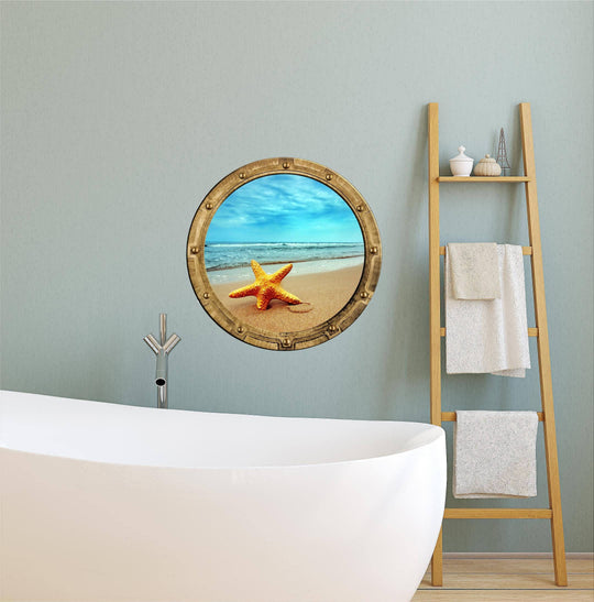 PortScape Starfish | Ocean Porthole Window Wall Decal