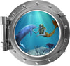 PortScape Mermaid & Dolphin 1 | Ocean Porthole Window Wall Decal