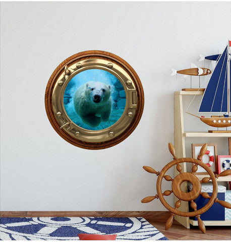 PortScape Polar Bear | Ocean Porthole Window Wall Decal