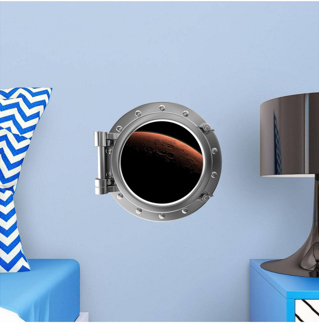 PortScape Orbiting Mars | Space Porthole Window Wall Decal