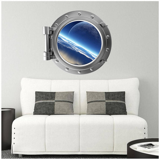PortScape Distant Moon | Space Porthole Window Wall Decal
