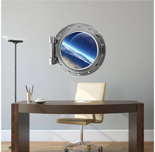 PortScape Distant Moon | Space Porthole Window Wall Decal