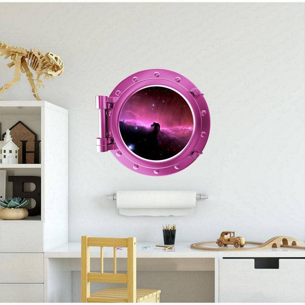 PINK PortScape Pink Horse Head Nebula | Space Porthole Window Wall Decal