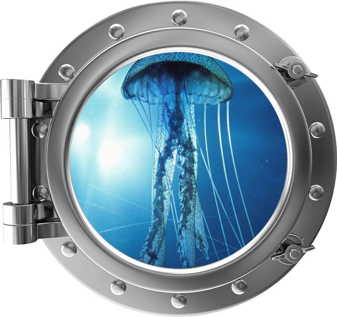 PortScape Jellyfish 3 | Ocean Porthole Window Wall Decal