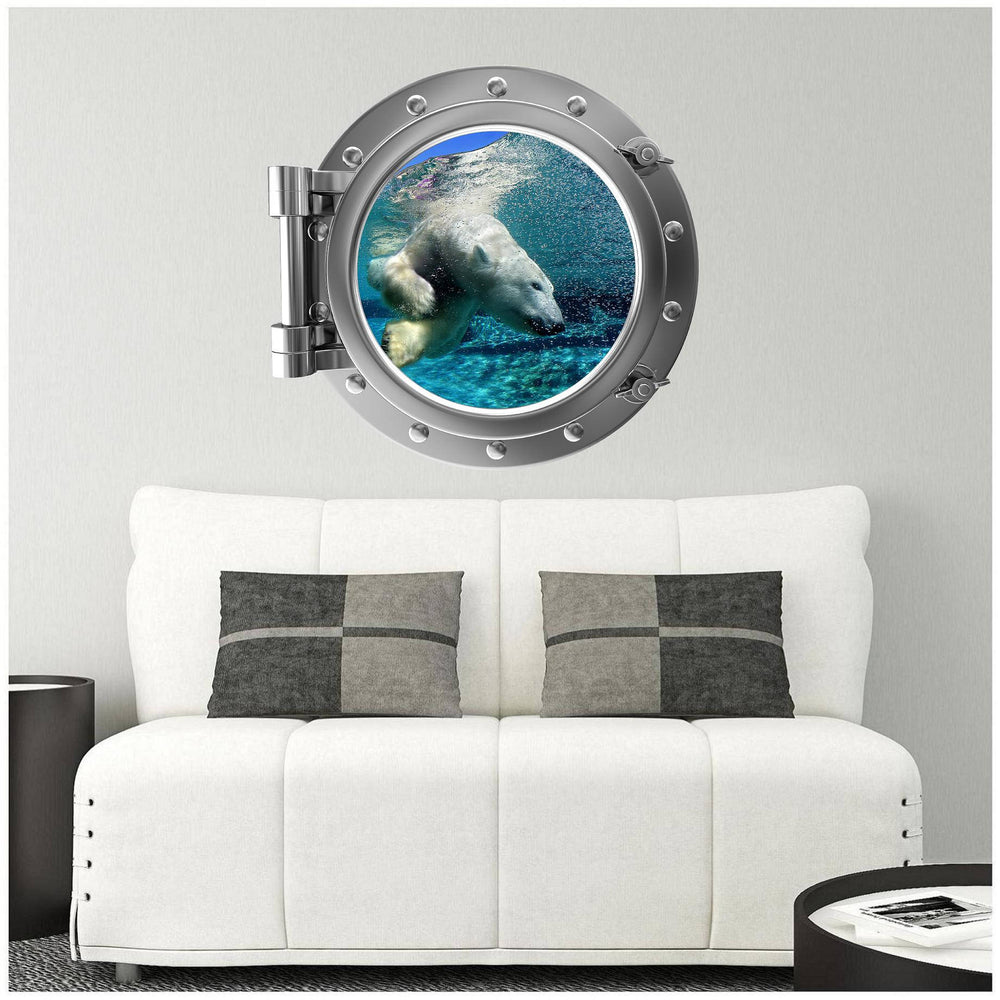 PortScape Polar Bear 2 | Ocean Porthole Window Wall Decal