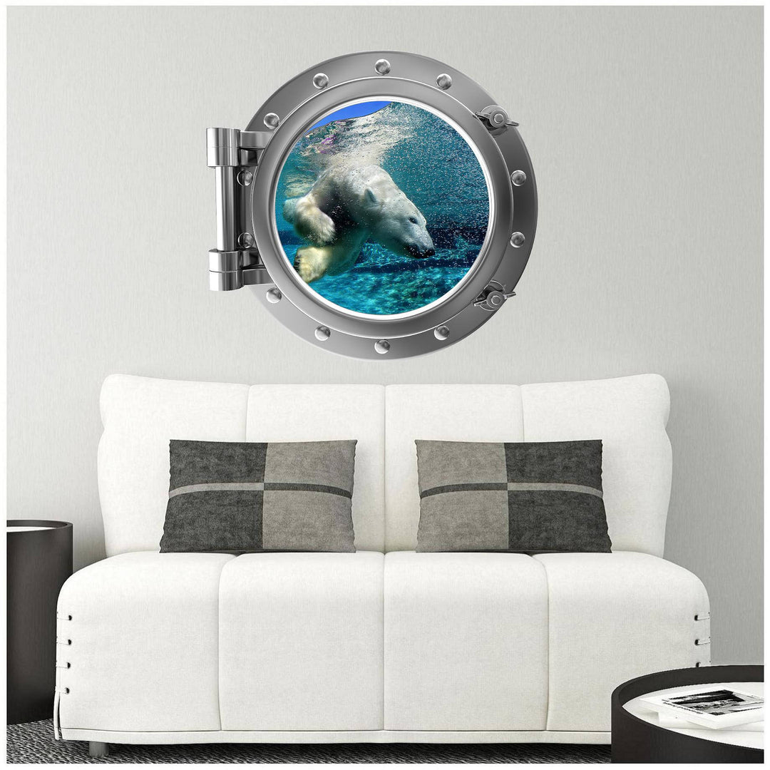 PortScape Polar Bear 2 | Ocean Porthole Window Wall Decal