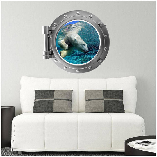 PortScape Polar Bear 2 | Ocean Porthole Window Wall Decal