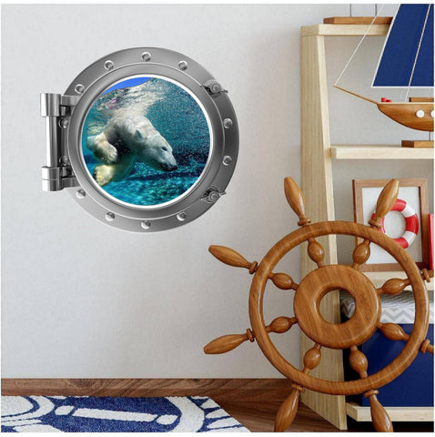 PortScape Polar Bear 2 | Ocean Porthole Window Wall Decal
