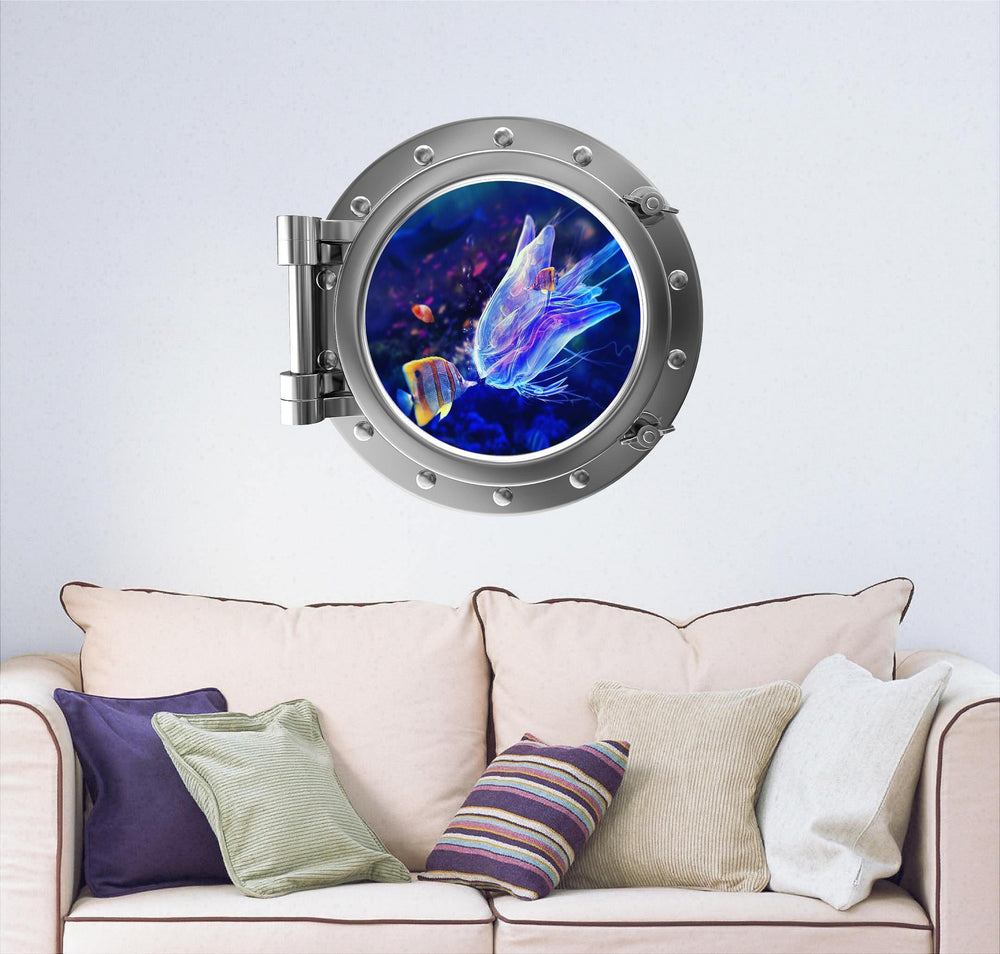 PortScape Jellyfish Kiss | Ocean Porthole Window Wall Decal