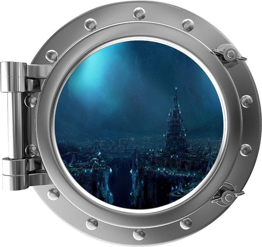 PortScape Sunken City Atlantis | Ocean Porthole Window Wall Decal