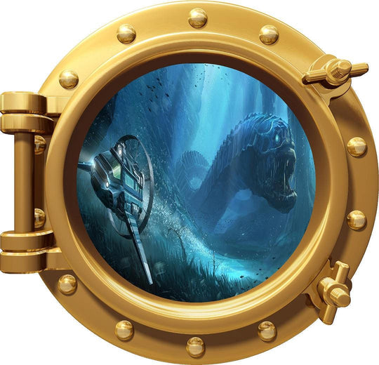 PortScape Sea Monster 2 | Ocean Porthole Window Wall Decal