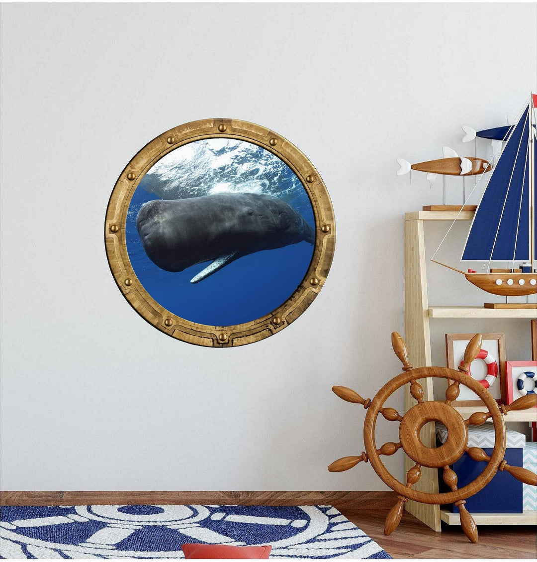 PortScape Sperm Whale | Ocean Porthole Window Wall Decal