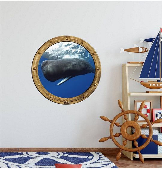 PortScape Sperm Whale | Ocean Porthole Window Wall Decal