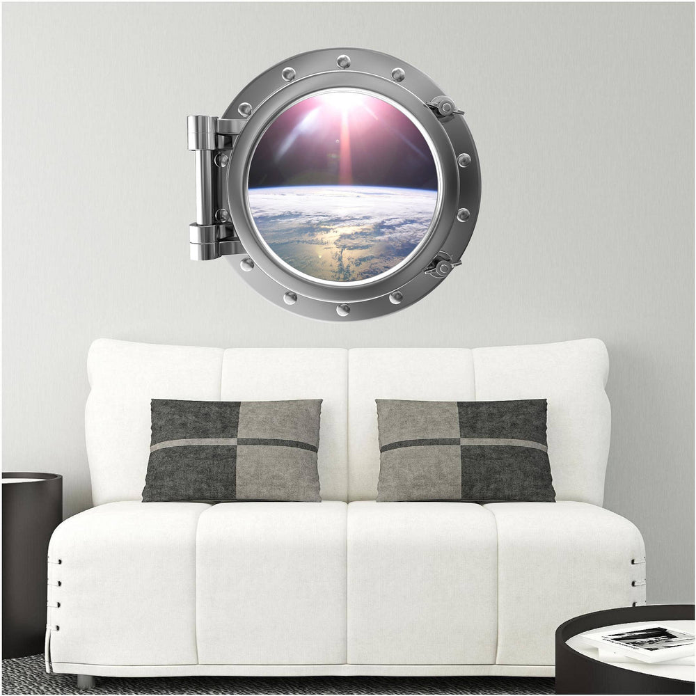 PortScape Orbiting Earth 1 | Space Porthole Window Wall Decal