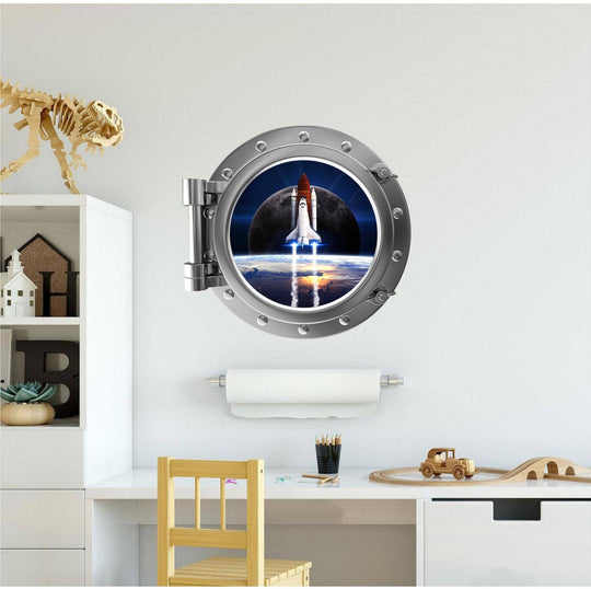 PortScape Space Shuttle Launch 2 | Space Porthole Window Wall Decal