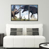 T-Rex vs Triceratops Dinosaur | WindowScape 3D Window Wall Decal
