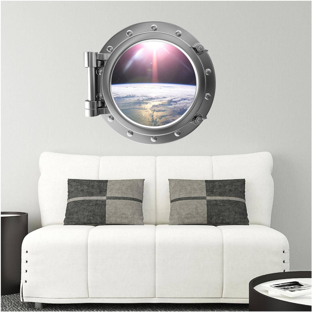 PortScape Orbiting Earth 1 | Space Porthole Window Wall Decal