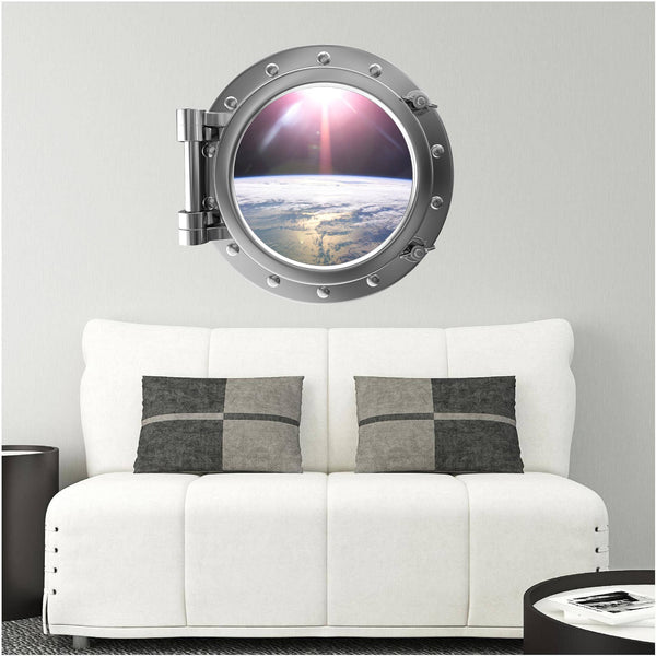 PortScape Orbiting Earth 1 | Space Porthole Window Wall Decal