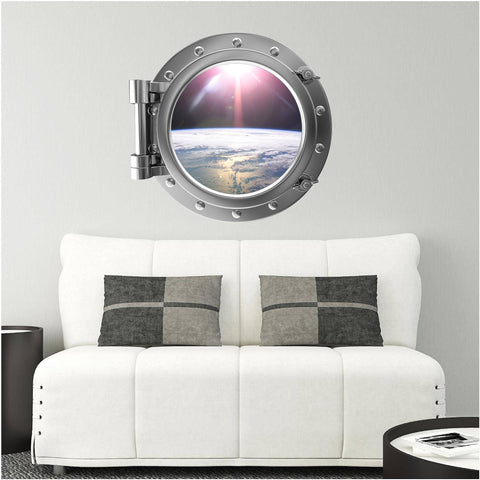 PortScape Orbiting Earth 1 | Space Porthole Window Wall Decal