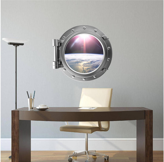 PortScape Orbiting Earth 1 | Space Porthole Window Wall Decal