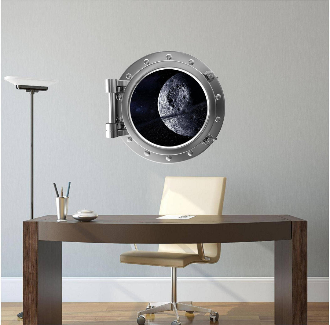 PortScape Pluto & Asteroid Belt | Space Porthole Window Wall Decal
