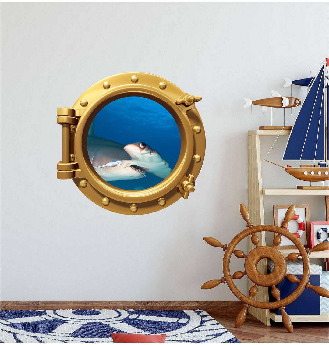 PortScape Hammer Head 1 | Ocean Porthole Window Wall Decal