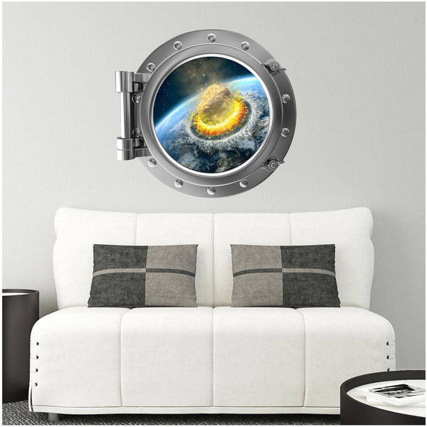 PortScape Asteroid Hits Earth 1 | Space Porthole Window Wall Decal