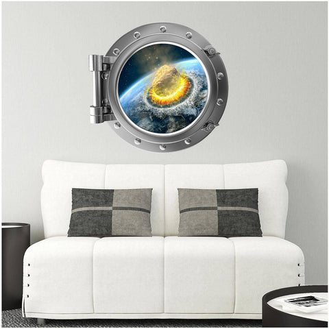 PortScape Asteroid Hits Earth 1 | Space Porthole Window Wall Decal