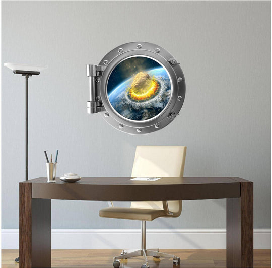 PortScape Asteroid Hits Earth 1 | Space Porthole Window Wall Decal