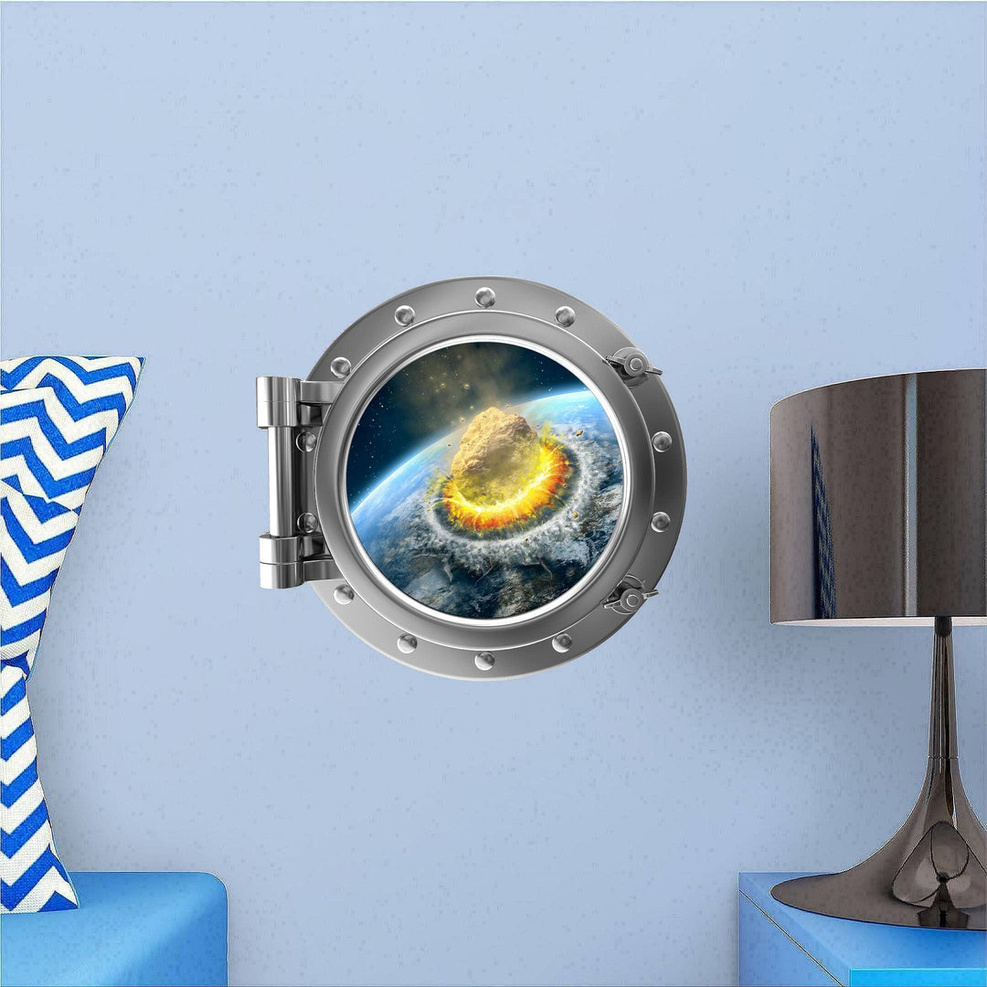 PortScape Asteroid Hits Earth 1 | Space Porthole Window Wall Decal
