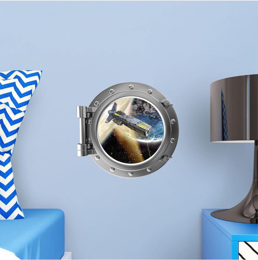 PortScape Space Ship & Planet 1 | Space Porthole Window Wall Decal